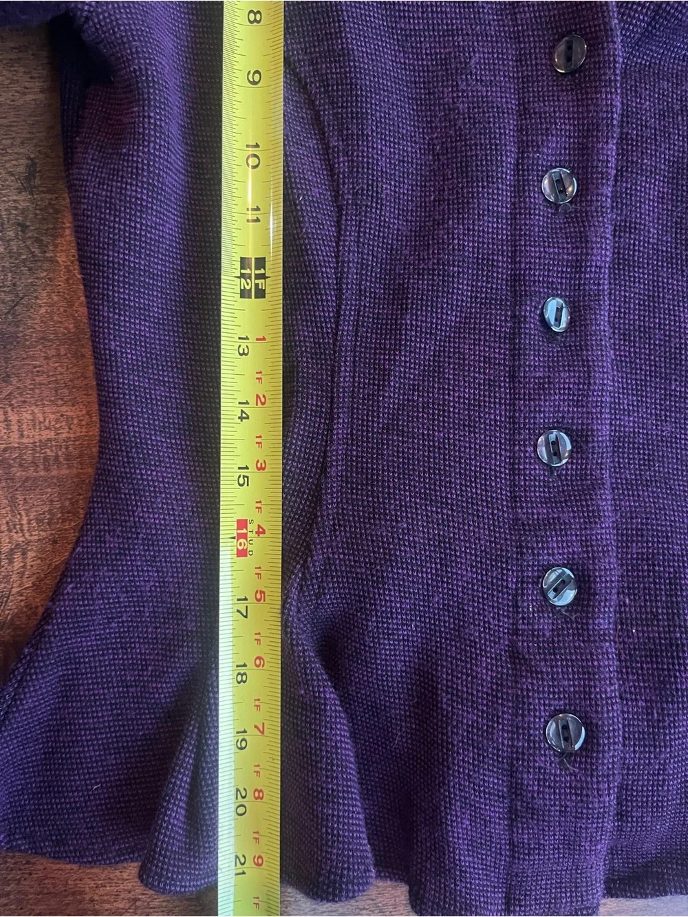 Vintage LE-AL Purple Black Skirt Suit Peplum Jacket Midi USA Made Sz 5-6 Artsy